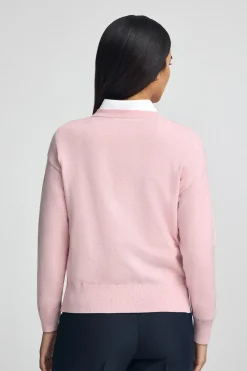 Jersey rosa vigoré de cuello redondo con mezcla de lana y bordado Rigby Go