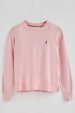 Jersey rosa vigoré de cuello redondo con mezcla de lana y bordado Rigby Go