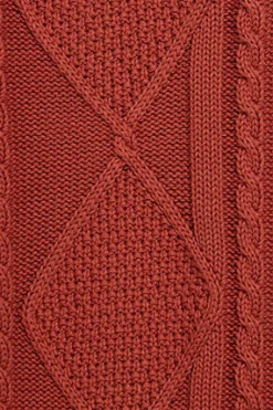 Jersey trenzado Nil rojo anaranjado con cremallera y detalle Polo Club