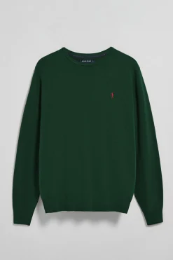 Jersey verde botella de punto con cuello redondo y bordado Rigby Go