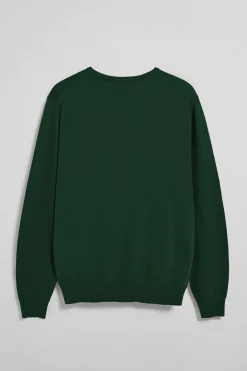 Jersey verde botella de punto con cuello redondo y bordado Rigby Go
