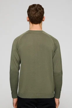 Jersey verde claro de lino y algodón con cuello redondo y bordado Rigby Go