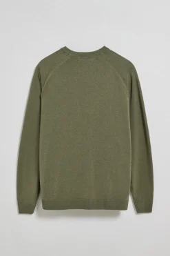 Jersey verde claro de lino y algodón con cuello redondo y bordado Rigby Go