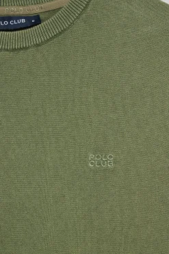 Jersey verde claro de manga corta garment dye con logo bordado