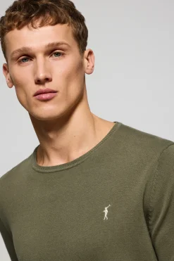 Jersey verde claro de punto con cuello redondo y bordado Rigby Go