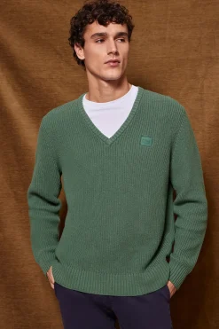 Jersey verde de punto en galga 9 con detalle Polo Club