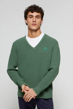 Jersey verde de punto en galga 9 con detalle Polo Club