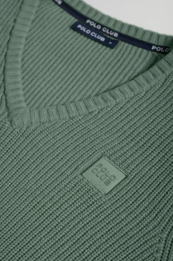 Jersey verde de punto en galga 9 con detalle Polo Club