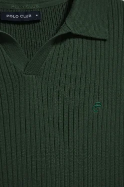 Jersey verde esmeralda acanalado Jay con monograma bordado