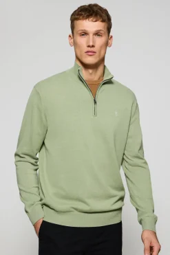 Jersey verde jade con cremallera y bordado Rigby Best