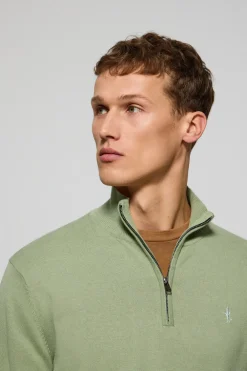 Jersey verde jade con cremallera y bordado Rigby Best