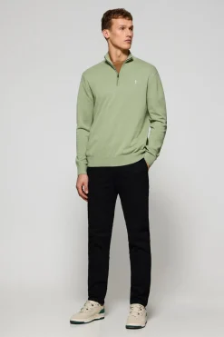Jersey verde jade con cremallera y bordado Rigby Best