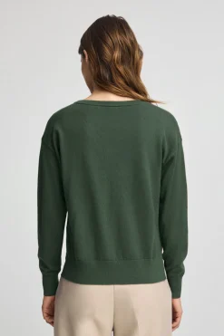 Jersey verde lodo de cuello pico con mezcla de lana y bordado Rigby Go