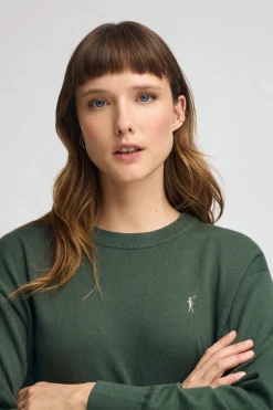 Jersey verde lodo de cuello redondo con mezcla de lana y bordado Rigby Go