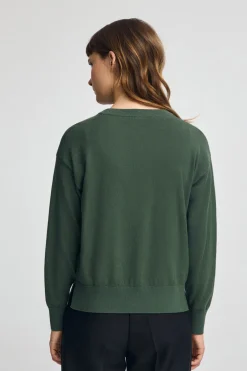 Jersey verde lodo de cuello redondo con mezcla de lana y bordado Rigby Go