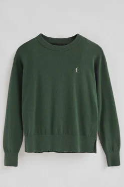 Jersey verde lodo de cuello redondo con mezcla de lana y bordado Rigby Go