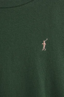 Jersey verde lodo de cuello redondo con mezcla de lana y bordado Rigby Go