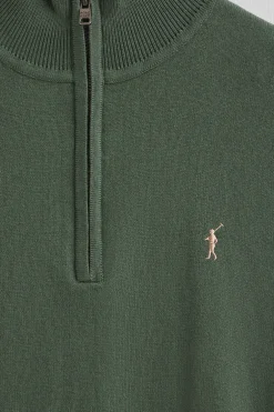 Jersey verde lodo de media cremallera y mezcla de lana con bordado Rigby Go