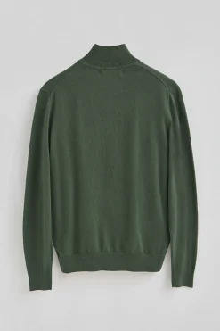 Jersey verde lodo de media cremallera y mezcla de lana con bordado Rigby Go
