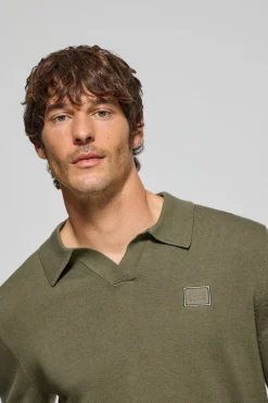 Jersey verde militar Martin de cuello polo y pico con detalle Polo Club