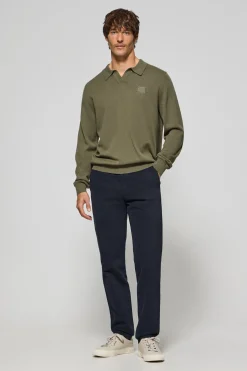 Jersey verde militar Martin de cuello polo y pico con detalle Polo Club