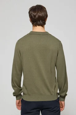 Jersey verde militar Martin de cuello polo y pico con detalle Polo Club