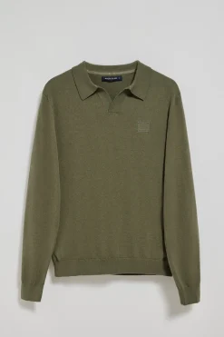 Jersey verde militar Martin de cuello polo y pico con detalle Polo Club