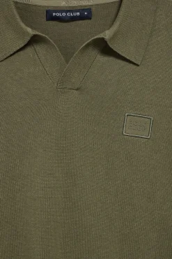 Jersey verde militar Martin de cuello polo y pico con detalle Polo Club