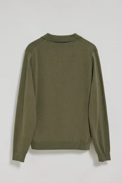 Jersey verde militar Martin de cuello polo y pico con detalle Polo Club