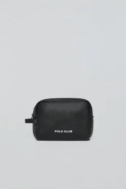 Neceser Eton negro con cremallera y detalles Polo Club