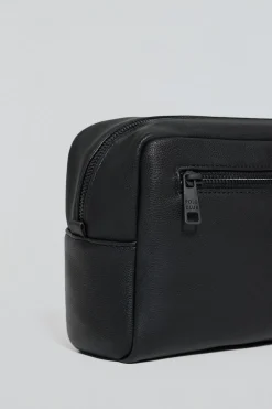 Neceser Eton negro con cremallera y detalles Polo Club