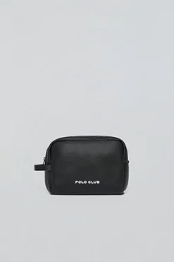 Neceser Eton negro con cremallera y detalles Polo Club
