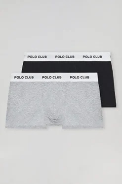 Pack de dos boxers negro y gris con logotipo Polo Club
