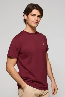 Pack de dos camisetas granate y azul denim con cuello redondo y logo bordado Rigby Go