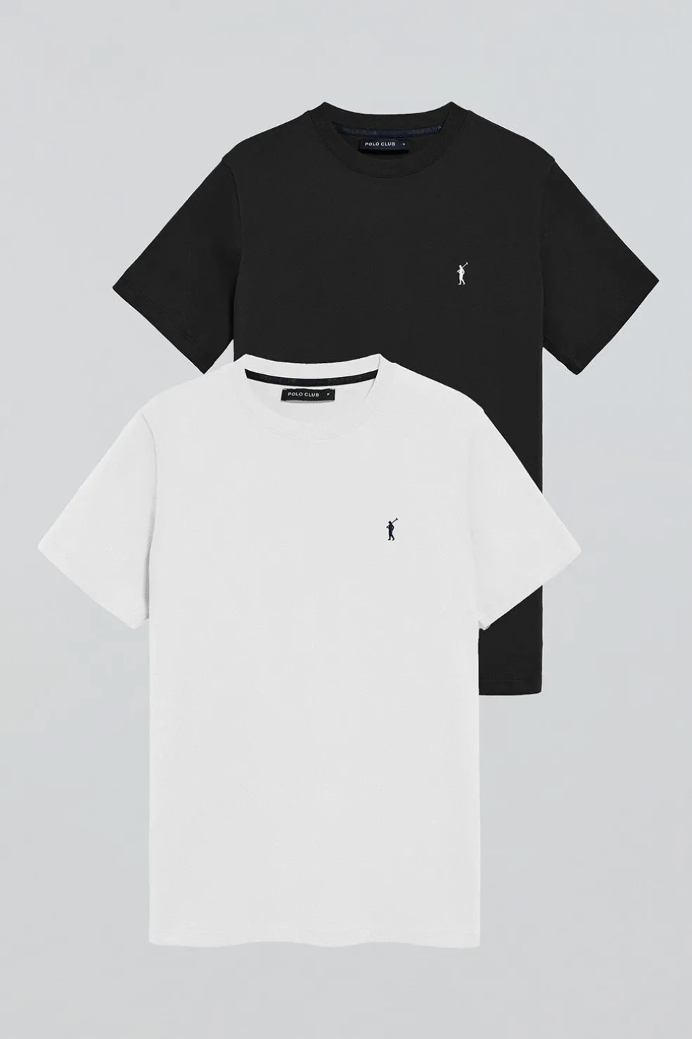 Pack de dos camisetas negra y blanca con cuello redondo y logo bordado Rigby Go