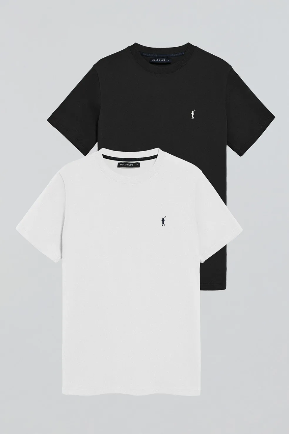 Pack de dos camisetas negra y blanca con cuello redondo y logo bordado Rigby Go