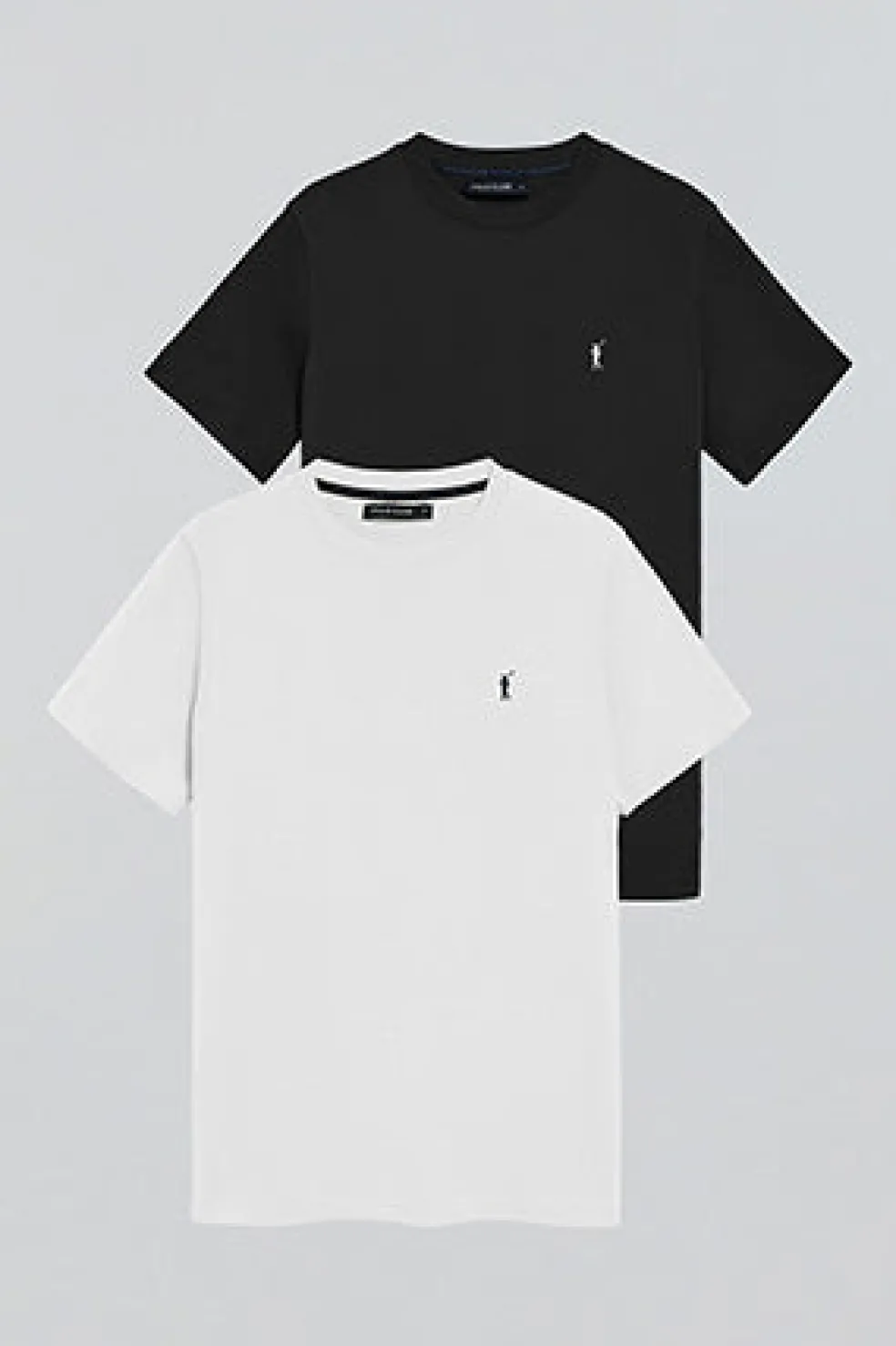 Pack de dos camisetas negra y blanca con cuello redondo y logo bordado Rigby Go