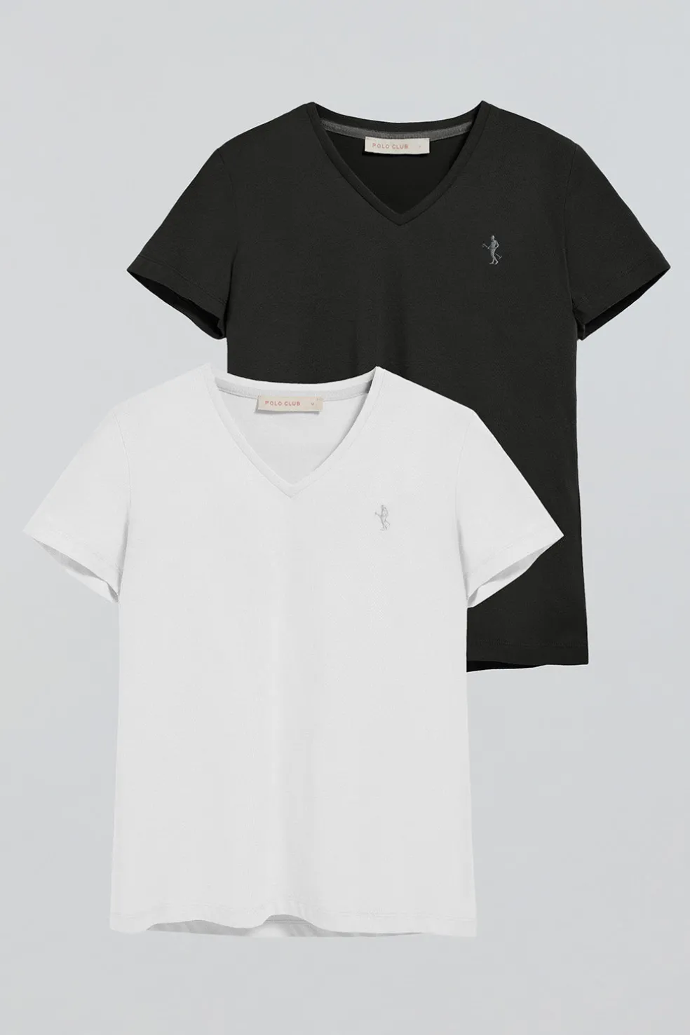 Pack de dos camisetas negra y blanca de escote en pico y bordado Rigby Best