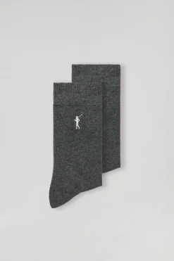 Pack de dos pares de calcetines gris oscuro con logo Rigby Go
