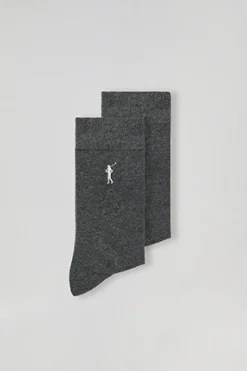 Pack de dos pares de calcetines gris oscuro con logo Rigby Go