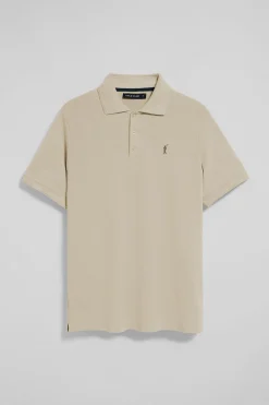 Pack de dos polos de tres botones azul denim y beige con logo Rigby Go