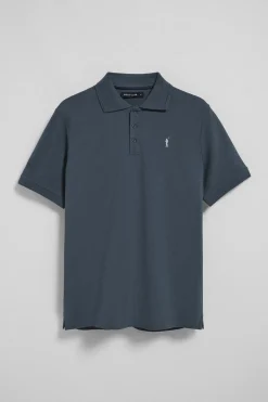Pack de dos polos de tres botones azul denim y beige con logo Rigby Go