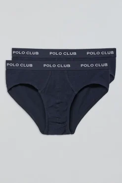 Pack de dos slips azul marino con detalle Polo Club