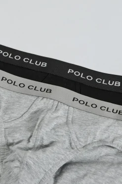 Pack de dos slips negro y gris con detalle Polo Club