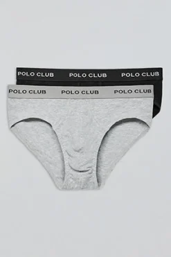 Pack de dos slips negro y gris con detalle Polo Club