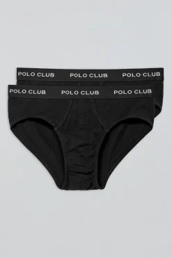 Pack de dos slips negros con detalle Polo Club