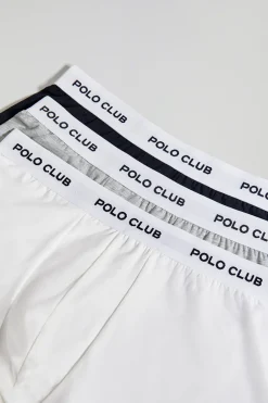 Pack de tres boxers negro,gris y blanco con logotipo Polo Club