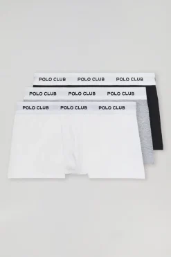 Pack de tres boxers negro,gris y blanco con logotipo Polo Club