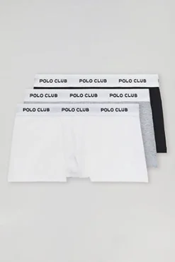 Pack de tres boxers negro,gris y blanco con logotipo Polo Club
