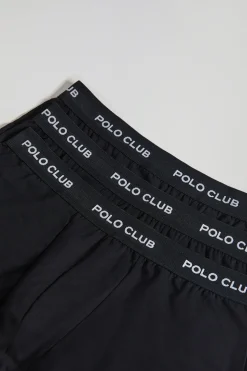 Pack de tres boxers negros con logotipo Polo Club